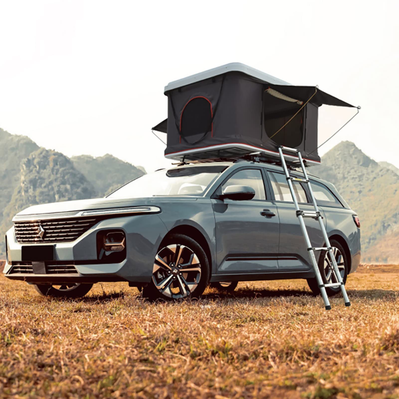 Tenda da tetto rigida per SUV, installazione pop-up, grande spazio per 2-3 persone, con scala e design impermeabile