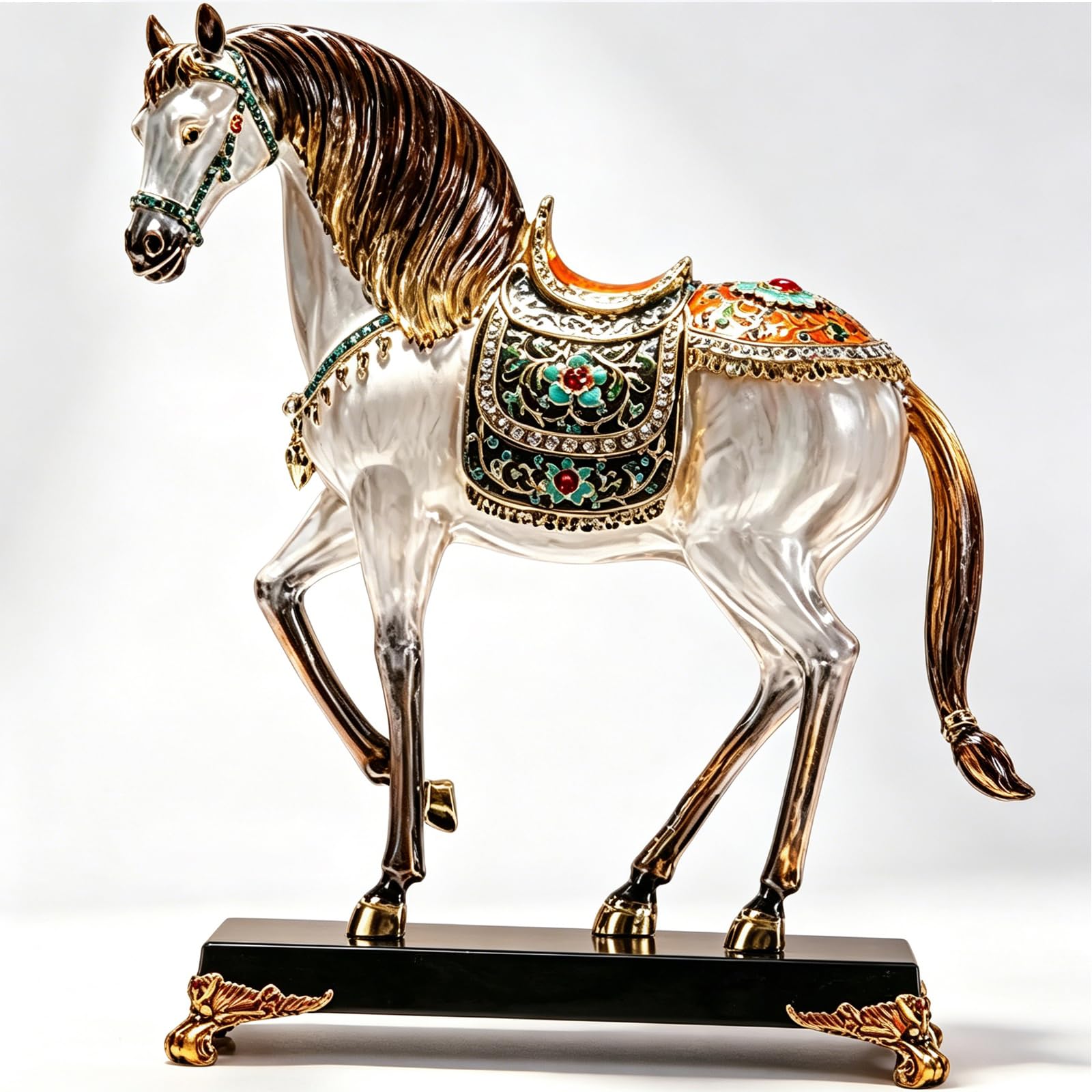 Estatua De Caballo En Cristal Zodiaco 12 Signos, Figura De Caballo Feng Shui Estilo Real, Escultura De Aleación Para Decoración Hogar Oficina, Adorno De Buena Suerte Para Regalo De Estreno De Casa