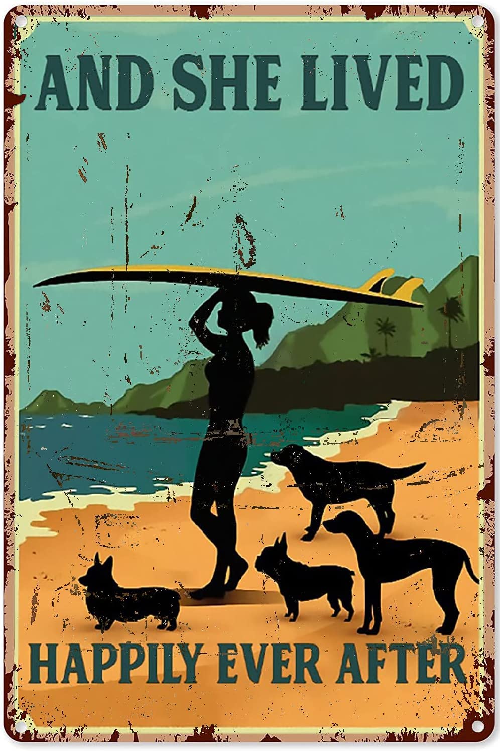 Acdoet Tin-02 Surfing Decor For Bedroom, Love Surfing Poster, Tin Sign, Wall Art, 8X12 Inch