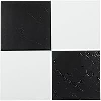 Achim Nexus Peel & Stick Vinyl Floor Tiles 12x12 Inch, 20 Pack Black/White Pattern - DIY Kitchen Bathroom Bedroom Flooring