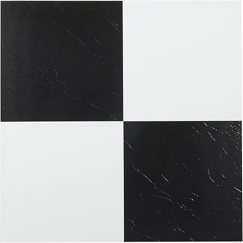 Achim Home Furnishings FTVSO10320 Nexus 12-Inch Vinyl Tile, Solid Black and White, Pack of 20