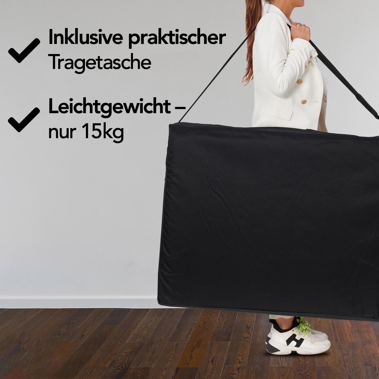 Brixy Klappbare Massagetafel, professionelle Behandlungsbank mit 250 kg Tragkraft, 8-Fach höhenverstellbar und Tragetasche, Schwarz