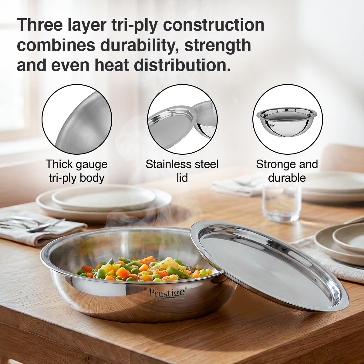 Prestige Tasla Kadai - Stainless Steel Cookware -5