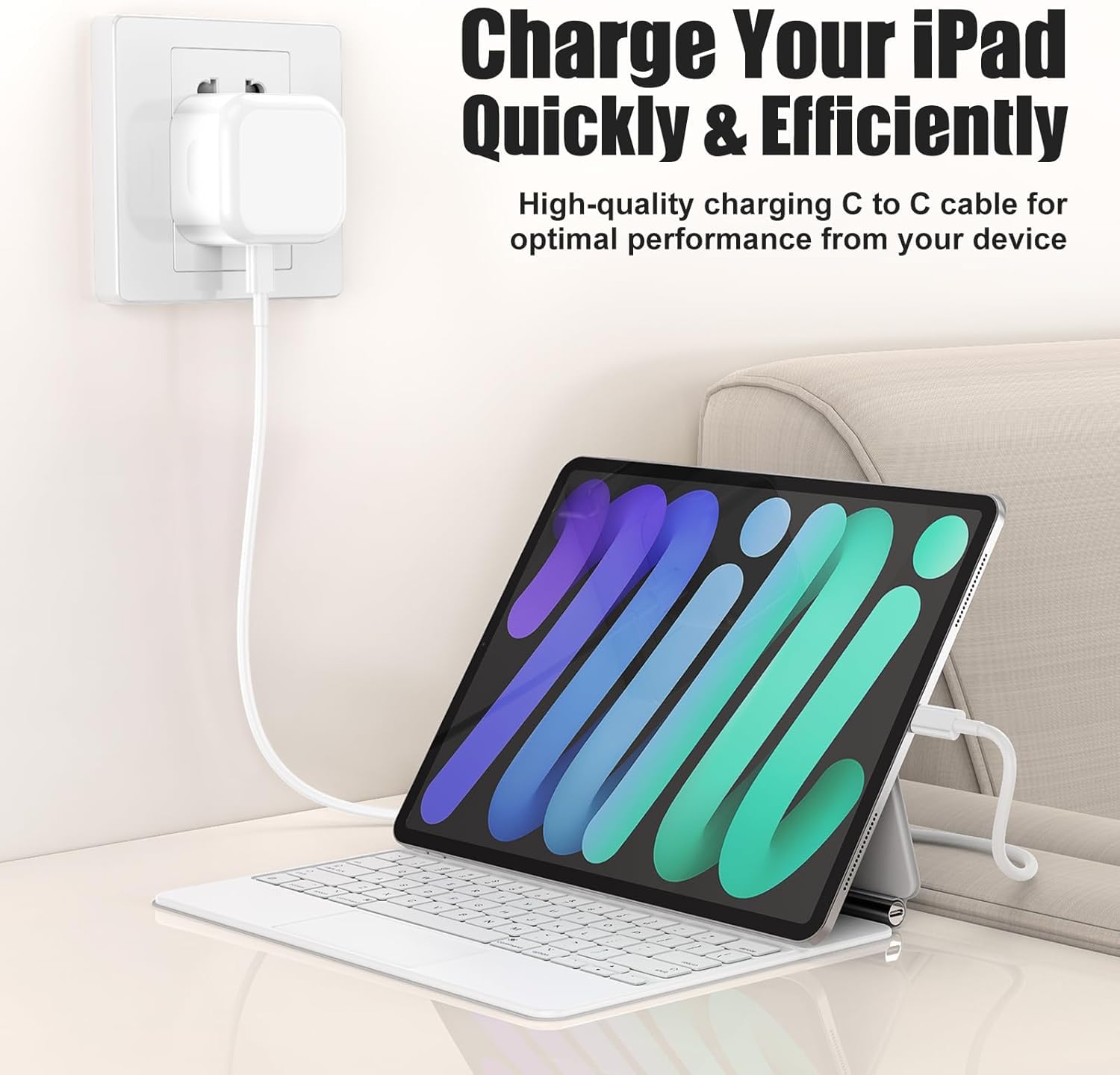 iPad Charger and Plug,2M Long Apple i Pad Charger USB C Cable With Head Fast Charge for Pro 12.9 11 13 inch 4th 5th 6th M4 2024 Generation/Air 10.9" 4-7 Gen M2 M3/Mini 6 A17/10th A16 11th 2025-2022 — view 4