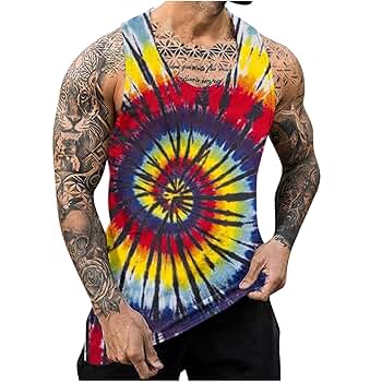 Amazon.com: Zeiyignr Tie Dye Tank Tops for Men, 70s Hippie