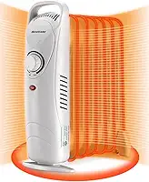 Homeleader Mini aquecedor cheio de óleo, temperatura ajustável, aquecedor de espaço portátil compacto e fino, aquecedor pessoal elétrico, aquecedor portátil de proteção contra superaquecimento, para casa e escritório, 700W, branco