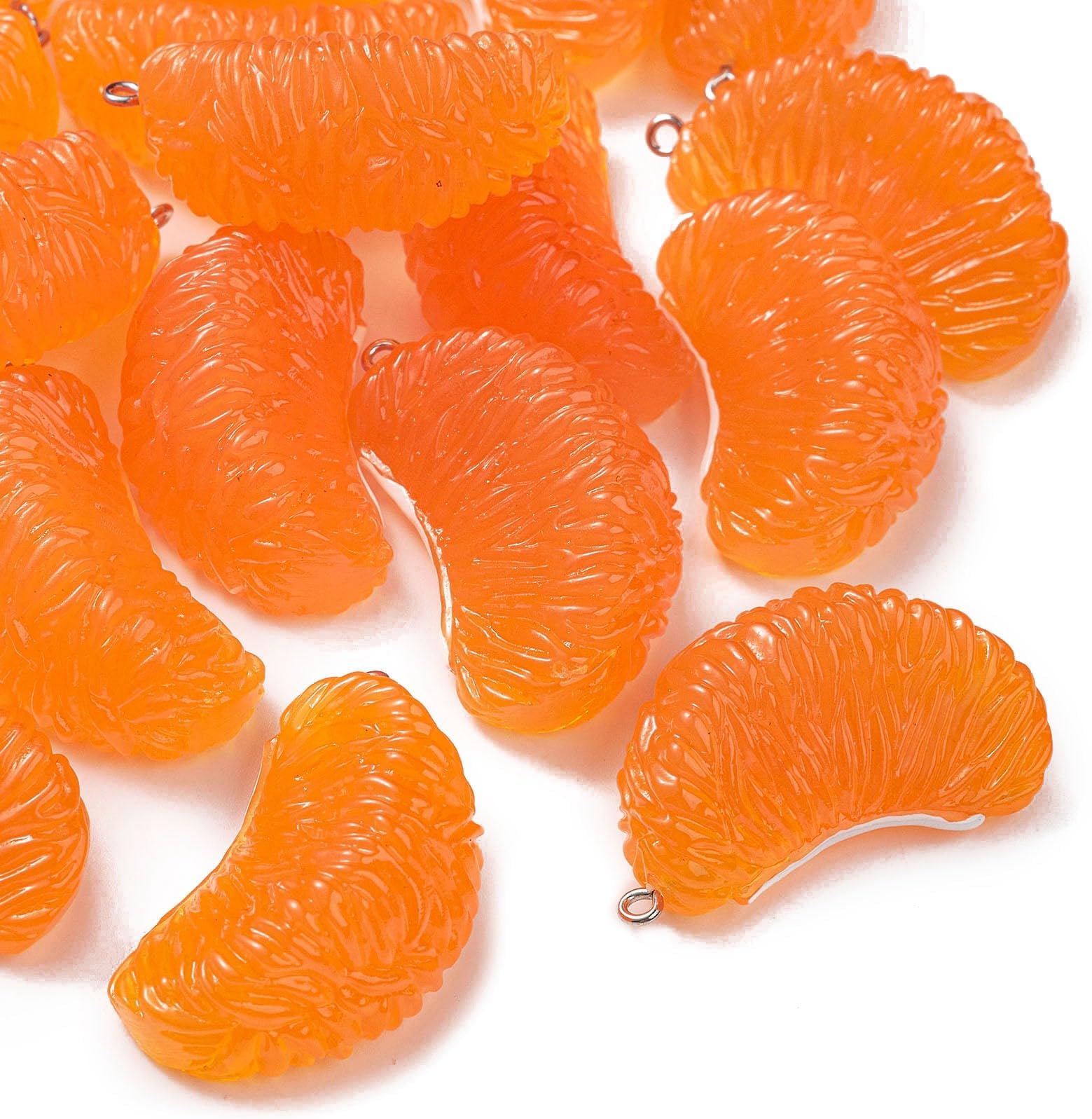 KitBeads 10pcs Resin Orange Slice Charms Kawaii Tangerine Fruit Charms Summer Imitation Food Orange Fruit Charms for Jewelry Making Bracelets Bulk