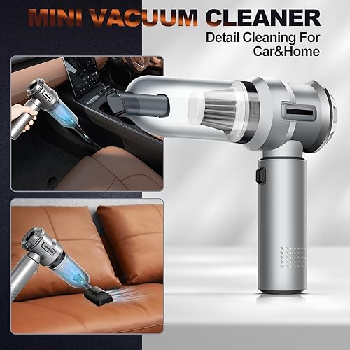 Miniatura 2 de PeroBuno Aspirador de coche de alta potencia, 18 KPa potente, 35 minutos de tiempo de funcionamiento, plumero de aire con motor sin escobillas con 3