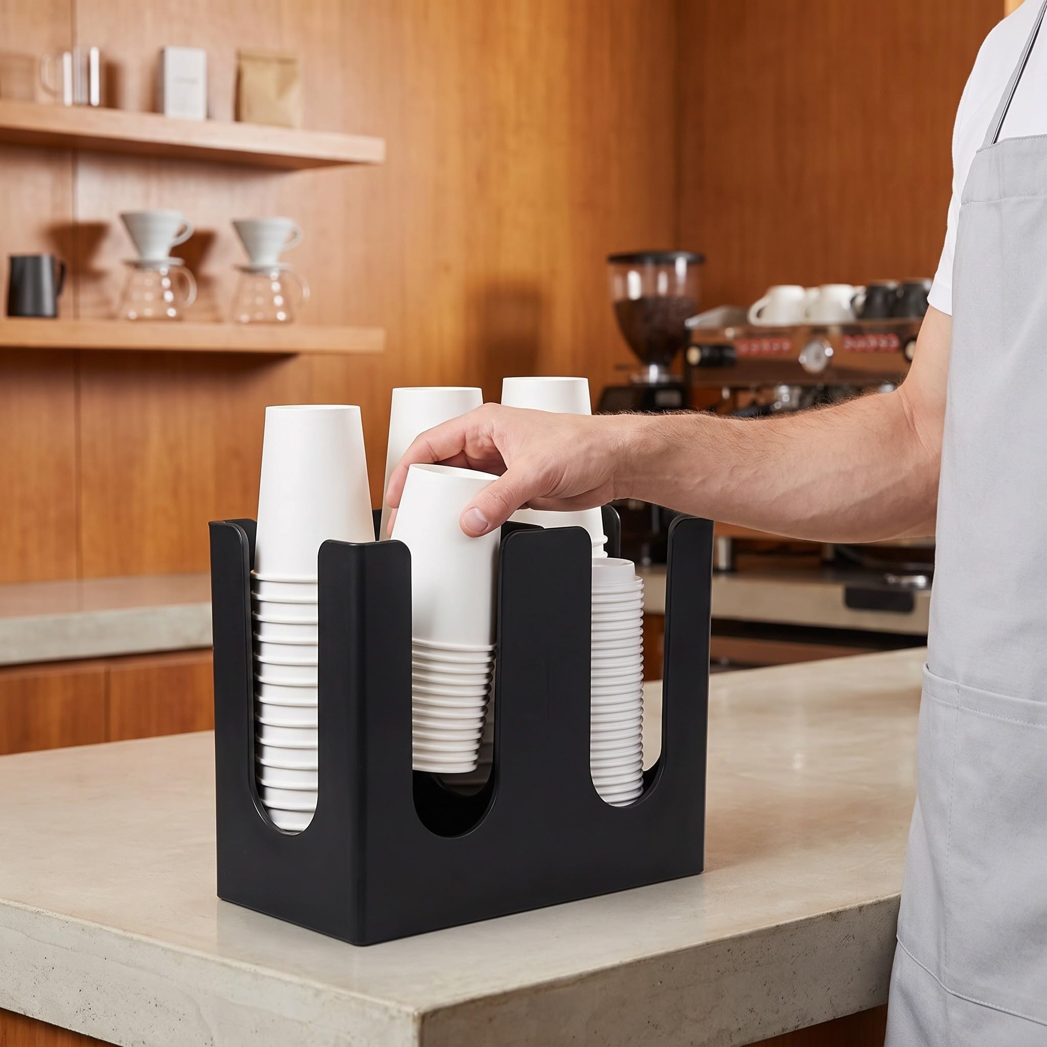 2 Stück Pappbecher Organizer Ständer mit 2 Fächern aus Acryl