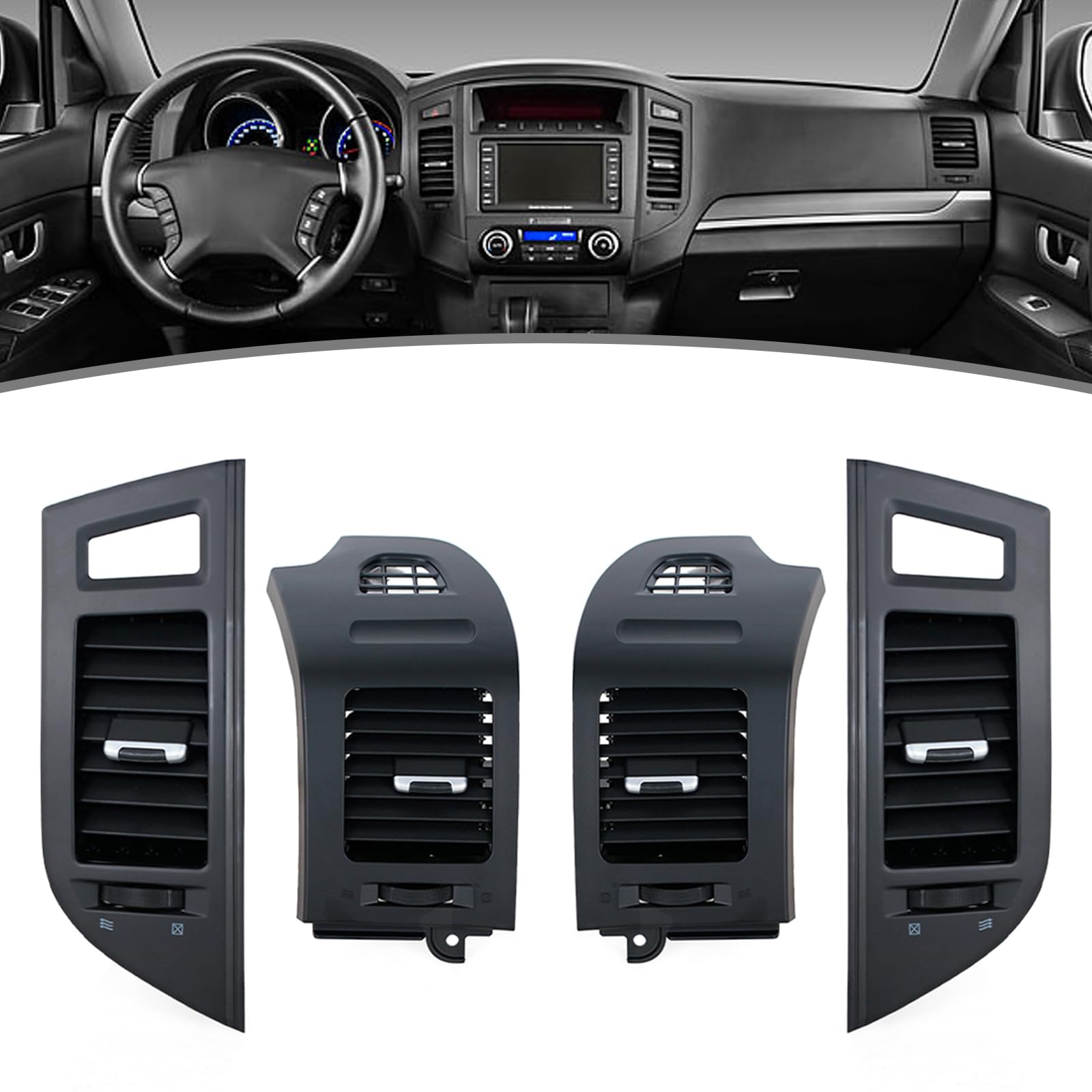 for Mitsubishi Pajero Montero V87 V93 V95 V97 V98 2007-2022 A/C Air Vent Outlet A/C Air Conditioner Panel Board Set