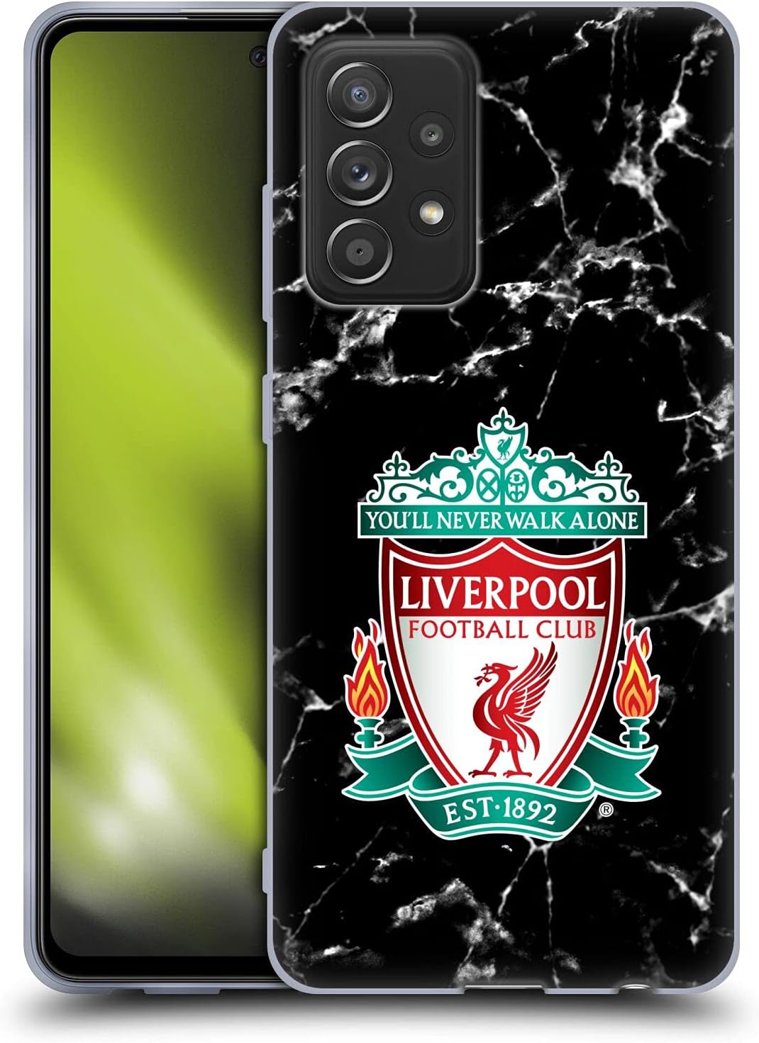 Head Case Designs Officially Licensed Liverpool Football Club Black Crest Marble Soft Gel Case Compatible With Galaxy A52 / A52s / 5G (2021)