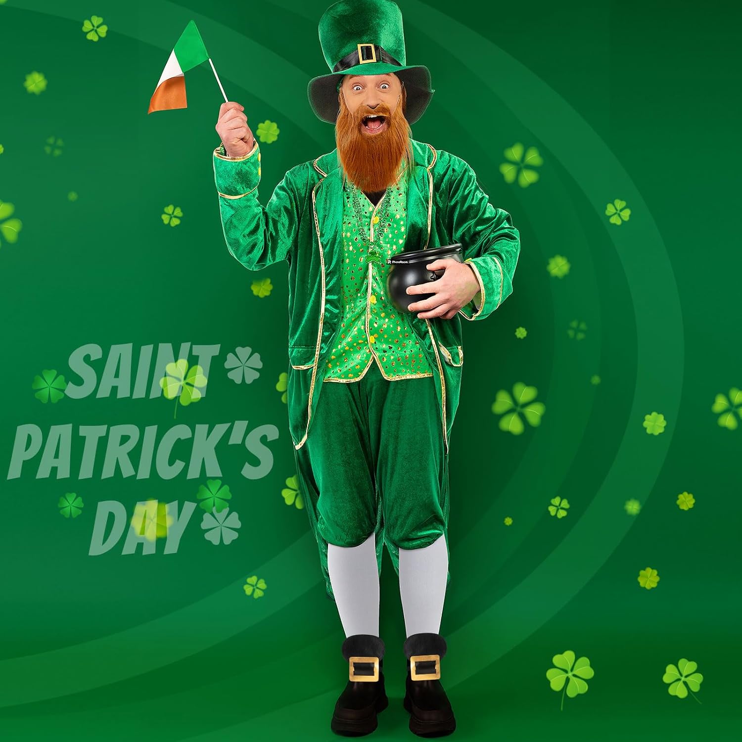 Capoda 12 Pcs St Patrick's Day Leprechaun Costume Men's Leprechaun Suit Irish Shamrock Accessories for Adult - Image 5