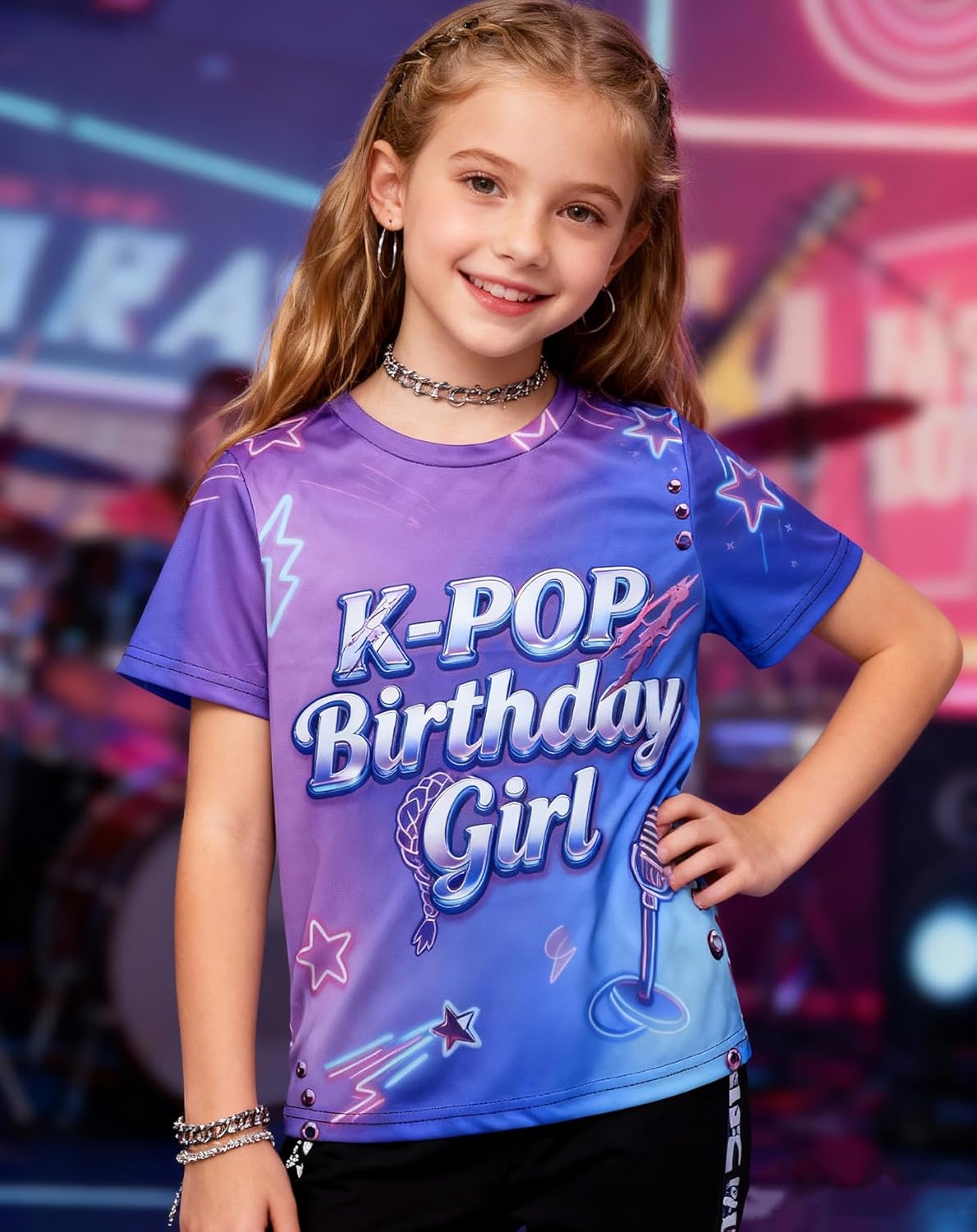 Birthday Girl Graphic T-Shirts Cute Kpop Style,Fantasy Birthday Party Outfit for Girls,Short Sleeve Top K-pop Fan Gift Idea - Image 3