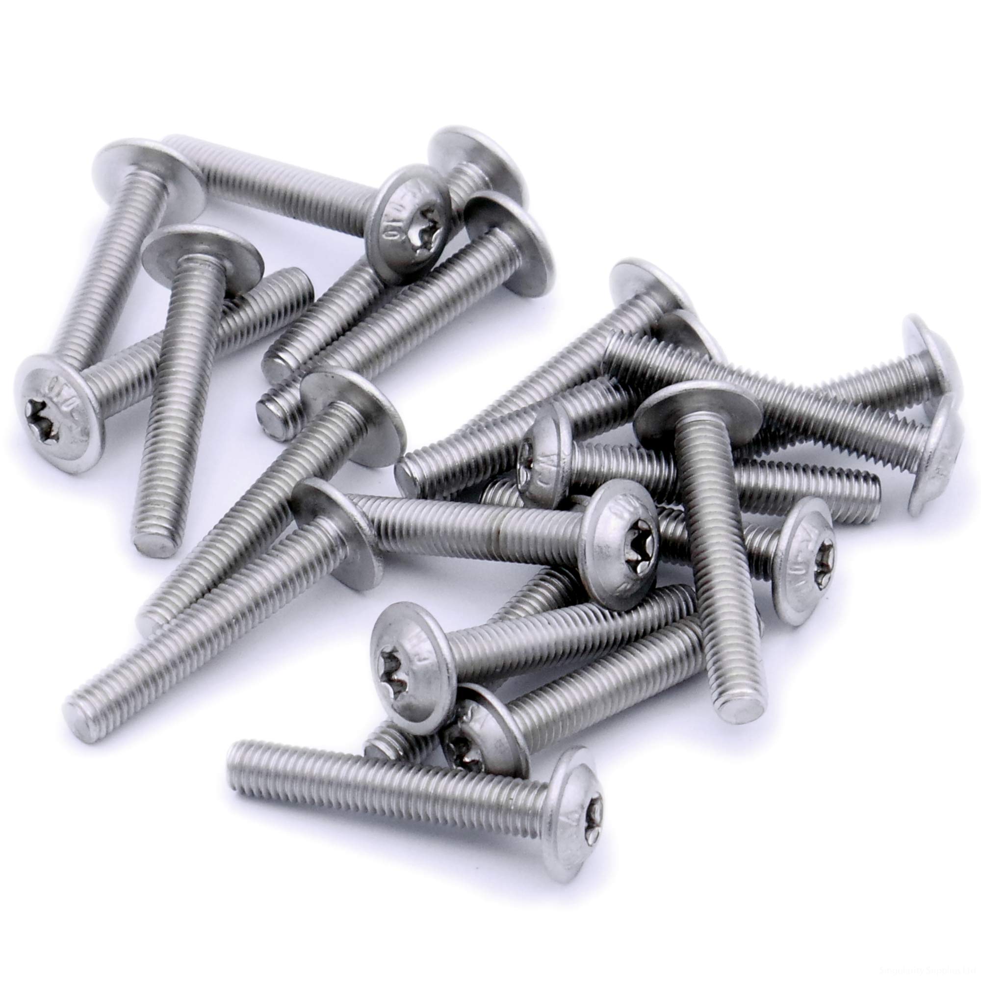 Singularity Supplies Silver M5 (5Mm X 12Mm) Flanged Tx Socket Button Machine Screw (Bolt) - Stainless Steel (A2) (Pack Of 20)