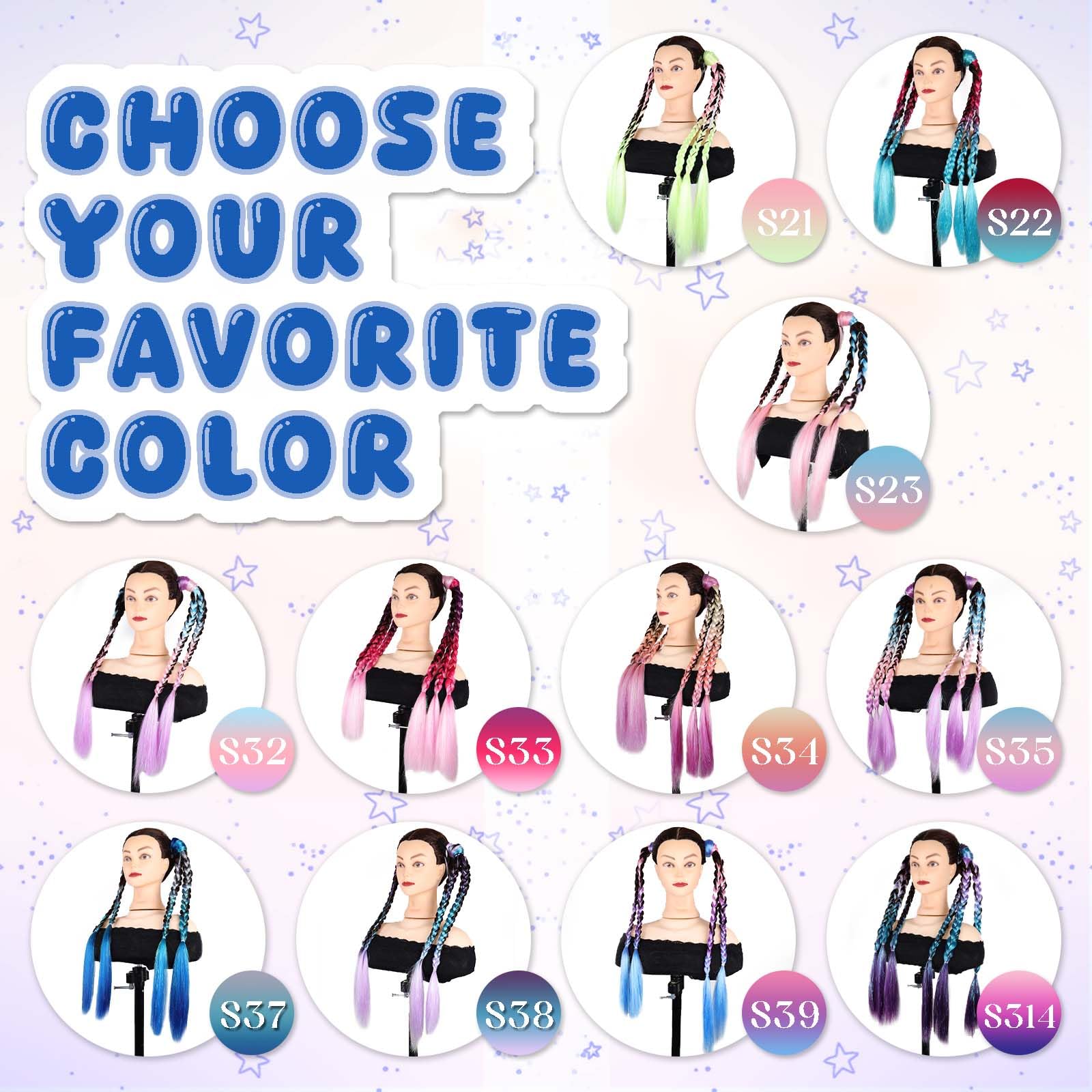 Rainbow Ponytail Extensions with Hair Tie 2 Packs 50g/Pack Coloured Hair Extensions for Braiding 26 inch Colourful Ombre Mermaid Pony Tail Synthetic Hair Extensions for Girl Women #S37 - Image 4