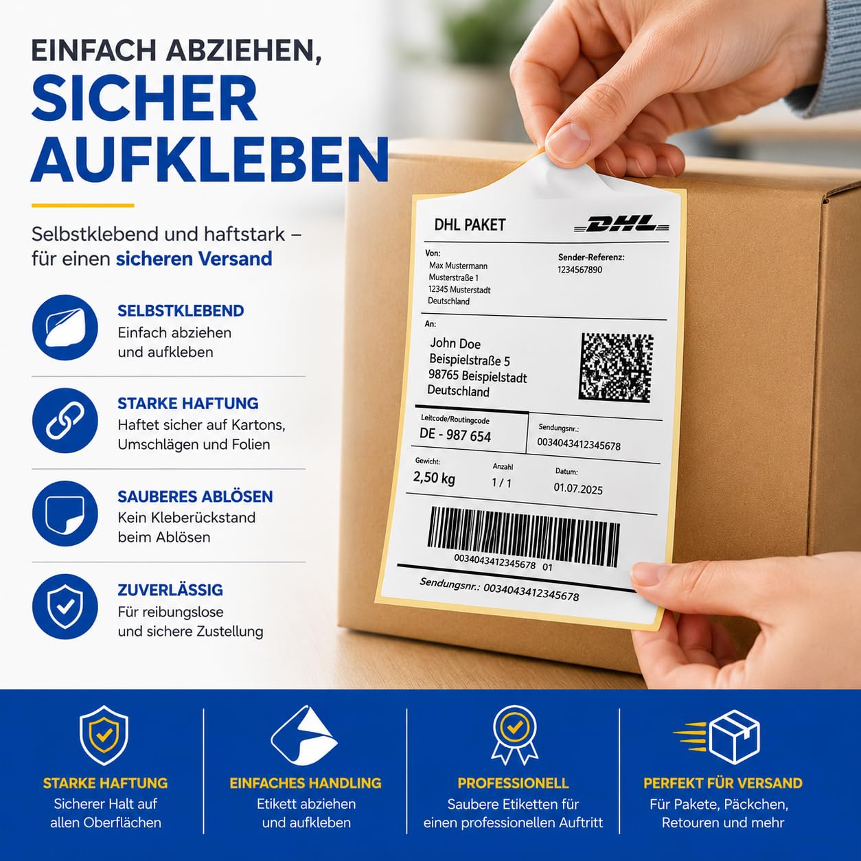 4000x DHL DPD GLS Versandaufkleber selbstklebend Aufkleber 4×6 DHL Etiketten (500 Stück 20 x 11 cm) Thermopapier Versandetiketten, Etiketten Papier für Drucker/Labeldrucker