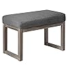 CangLong 27 Inch Wide Rectangle Ottoman Bench Grey Footstool, Linen Look Polyester Fabric for Living Room, Bedroom, Grey
