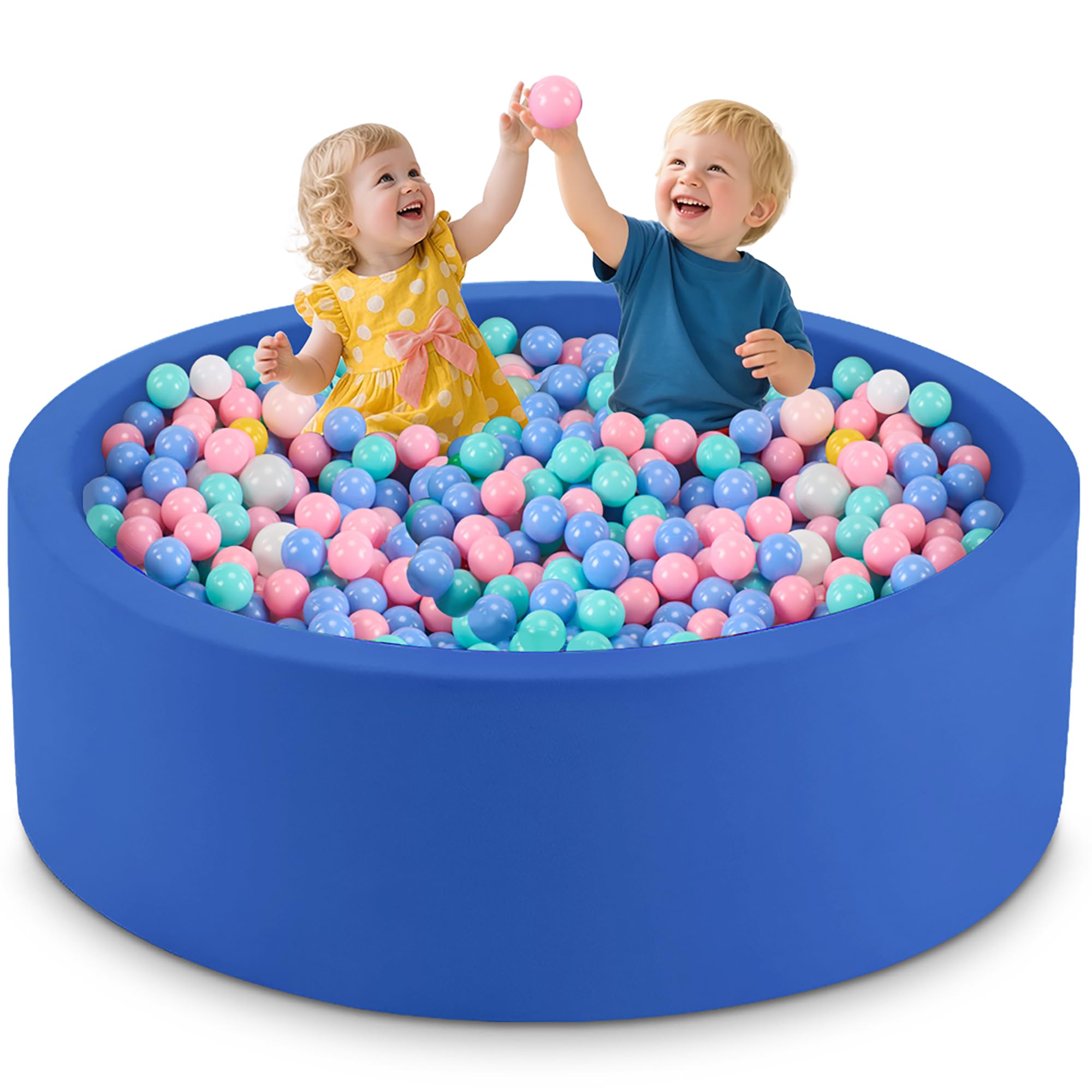 Aunekiv 47.2" x 15.7" Foam Ball Pit for Toddlers, Baby Round Balls Pool for Babies 1-3, Kids Play Ball Pits Ideal Gift for Boys and Girls, Balls Not