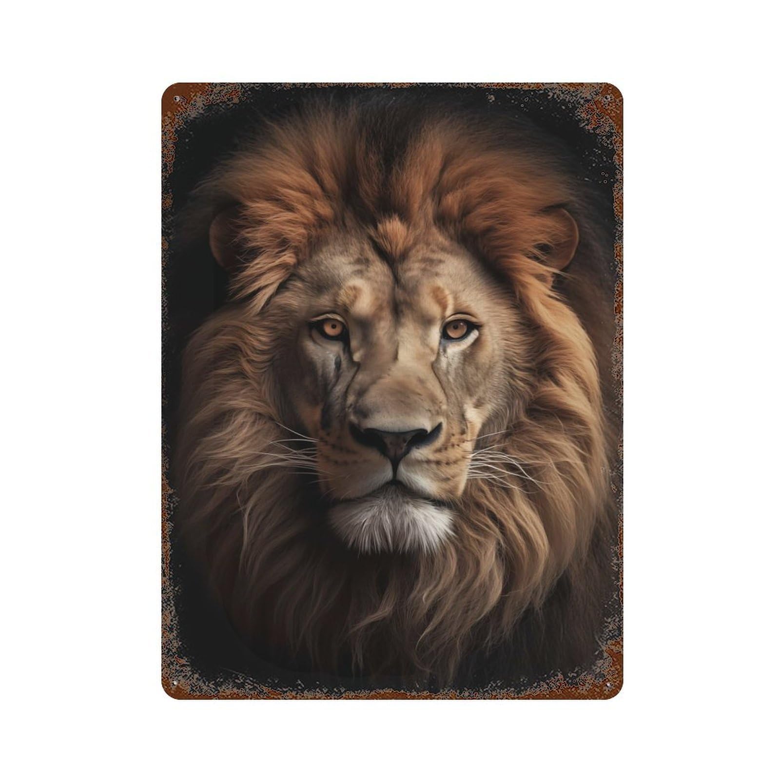 Lion Face Head Decorative Tin Sign 15.7"x11.8", for Bistro, Counter And Cafe Decor, Retro Wall Decor