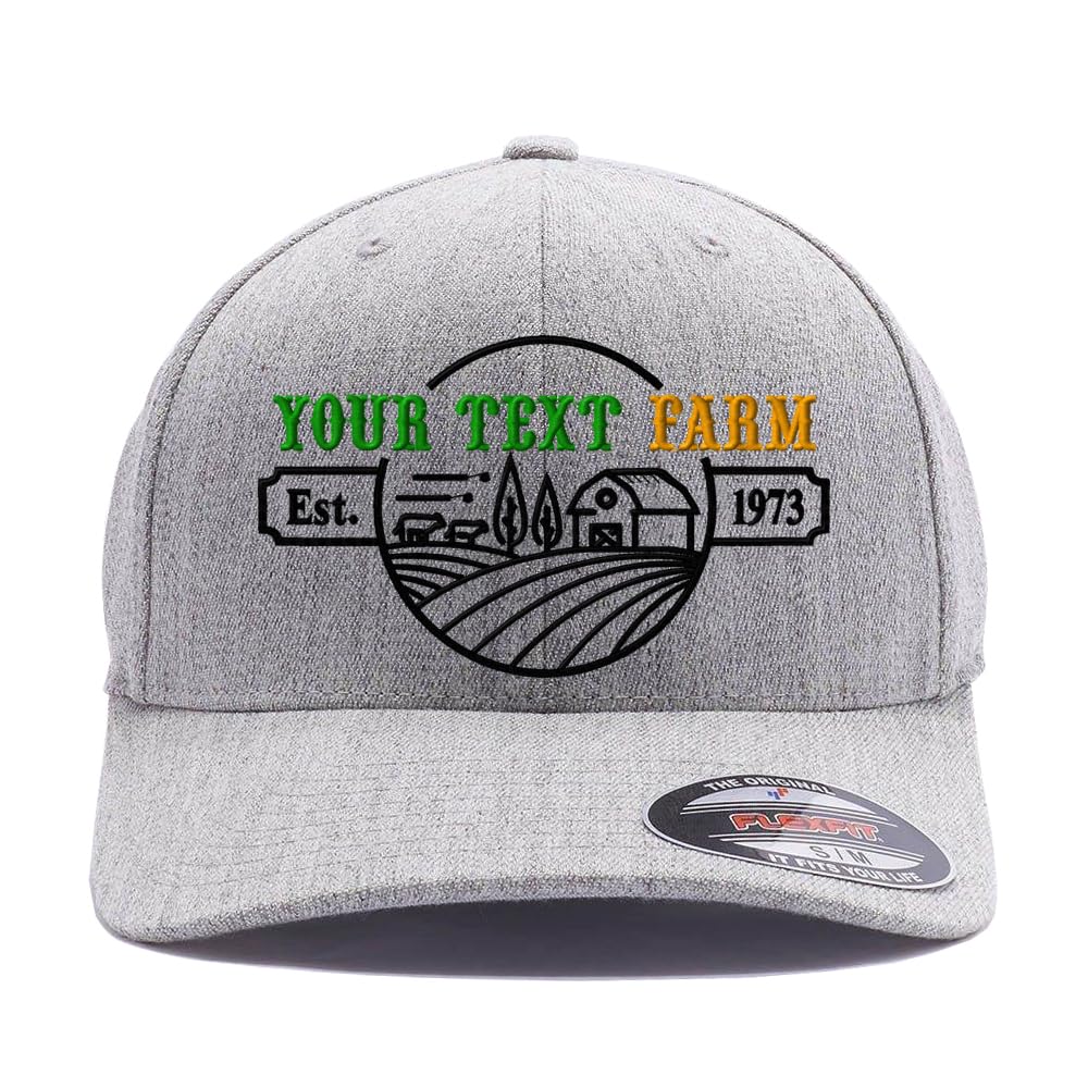 Farmer - Your Farm Logo hat Custom Embroidered Flex Fitted Baseball Hat