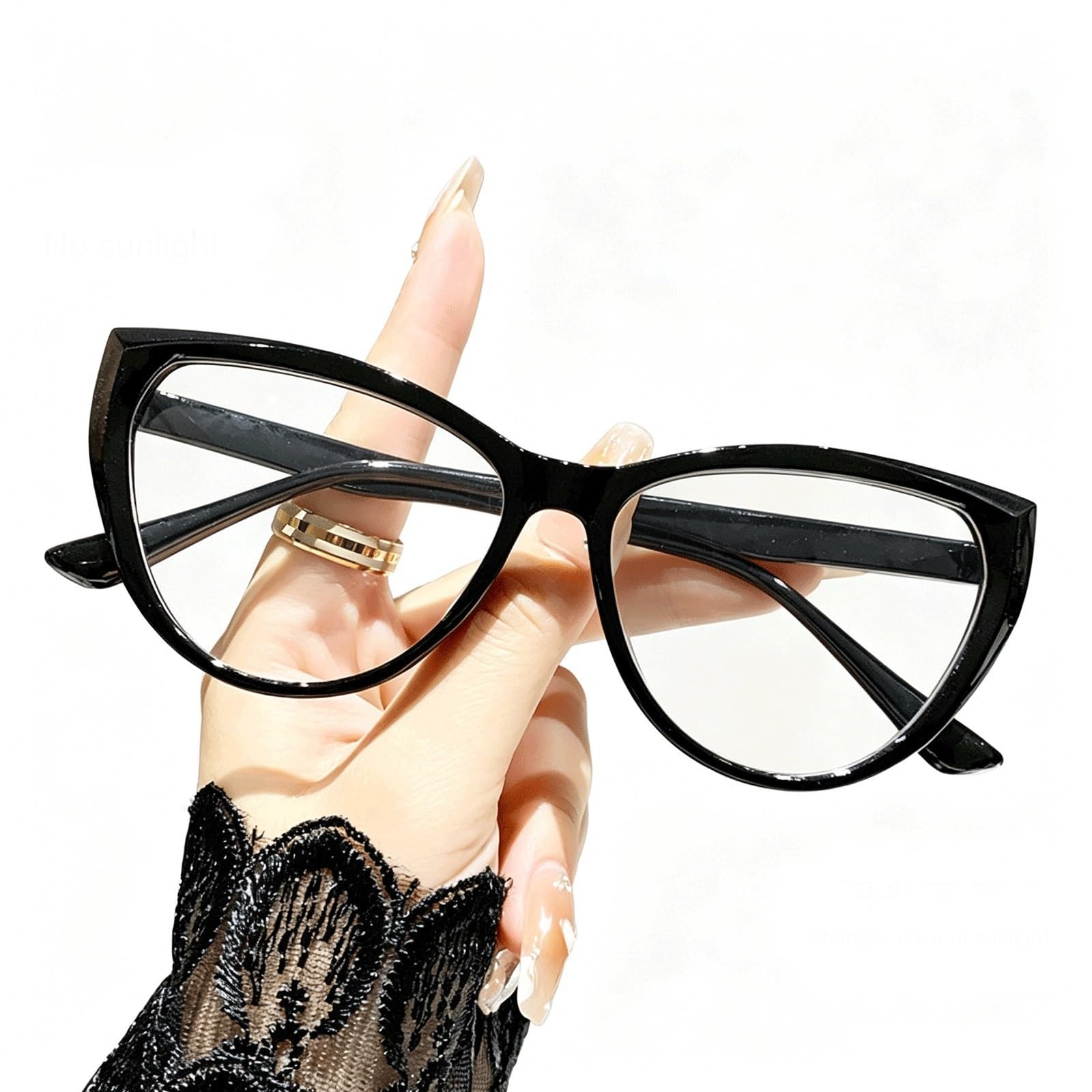 KLJUddGY Photochromic Eyewear Frames Spectacles for Computer Glasses Non Prescription Eyeglasses Full Rim Reading Glasses Triangular(Nero)
