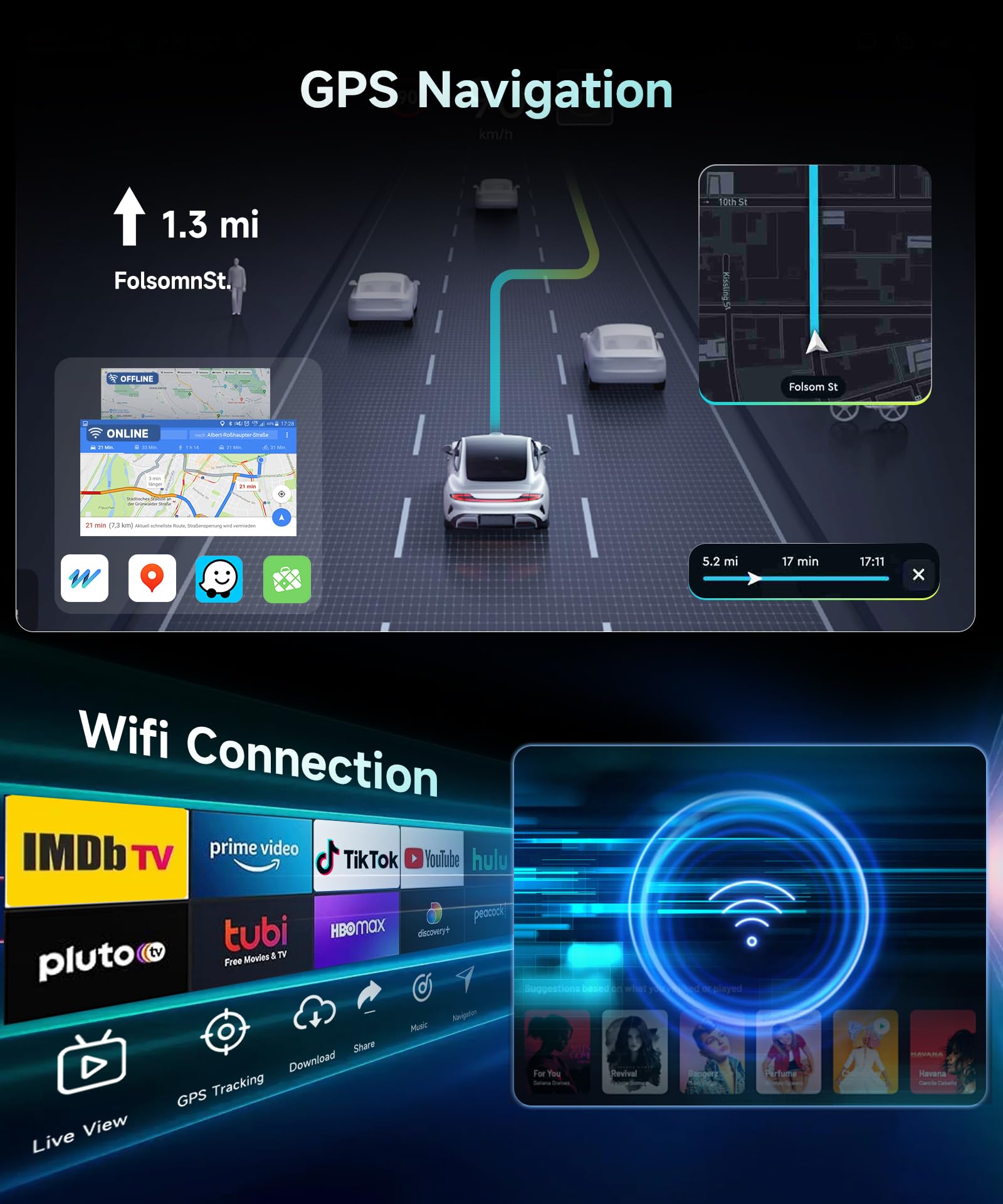 4G + 64G Rimoody Android radio samochodowe do VW Tiguan 2010-2015, 9" In-CELL ekran stereo samochodowy z bezprzewodowym systemem Android samochodem, nawigacjami, GPS, Mirror Link, Bluetooth, WiFi/FM