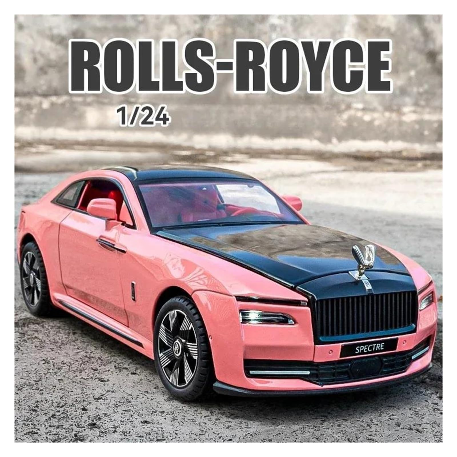 Veicoli a Motore in Scala Modello di Auto in Lega in Scala 1/24 for Rolls Royce Spectre, Modello in Metallo Decorazione for La Casa Ornamenti Modello di Auto Replica(Black)
