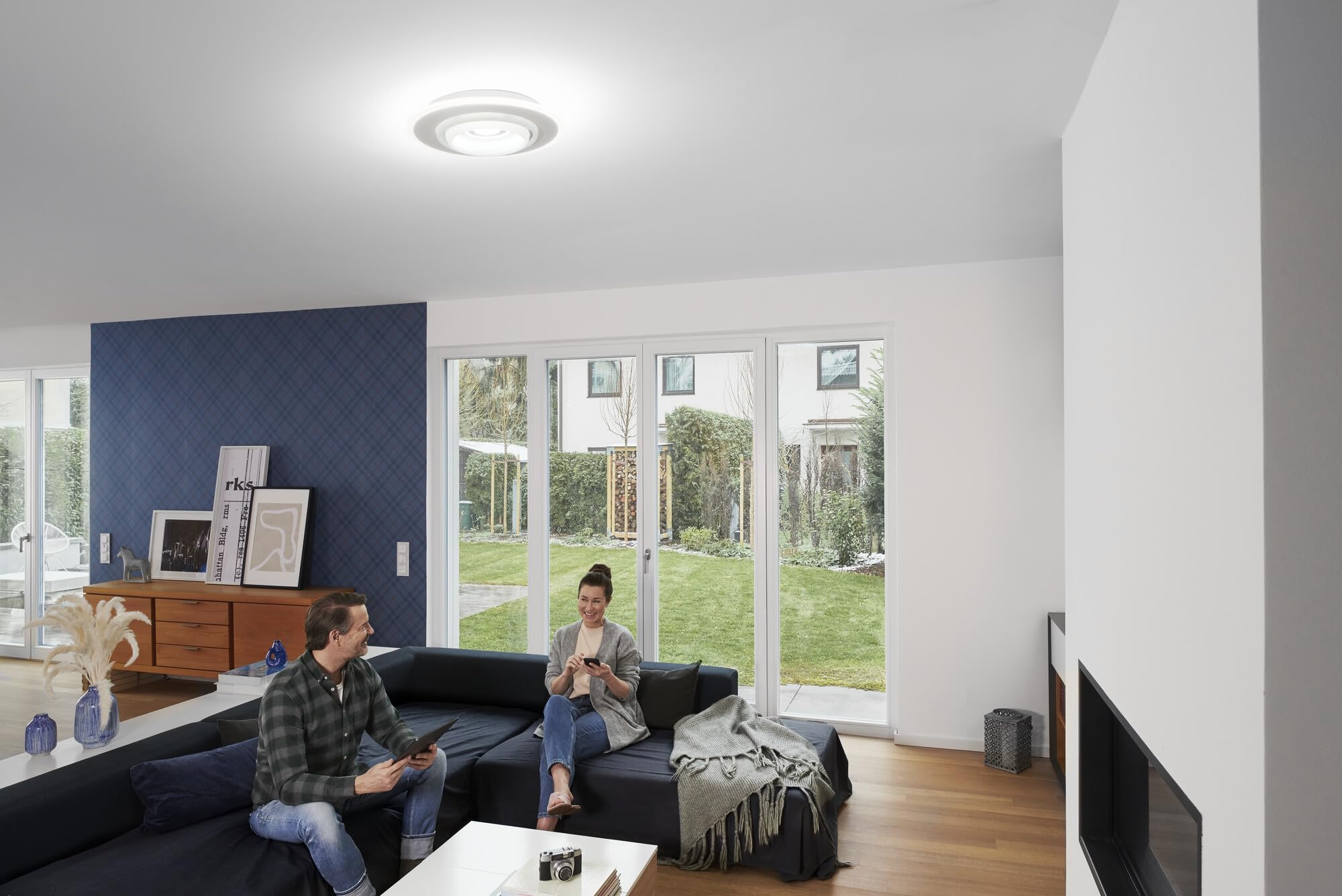 LEDVANCE ORBIS RUMOUR SMART+ WiFi Leuchte, Ø 50cm, dimmbare runde LED Deckenleuchte für den Innenbereich, 32W, Farbtemperatur von 2700-6500K, 3300 Lumen, 2 LED RGB Modul, Design-Leuchte,weiß