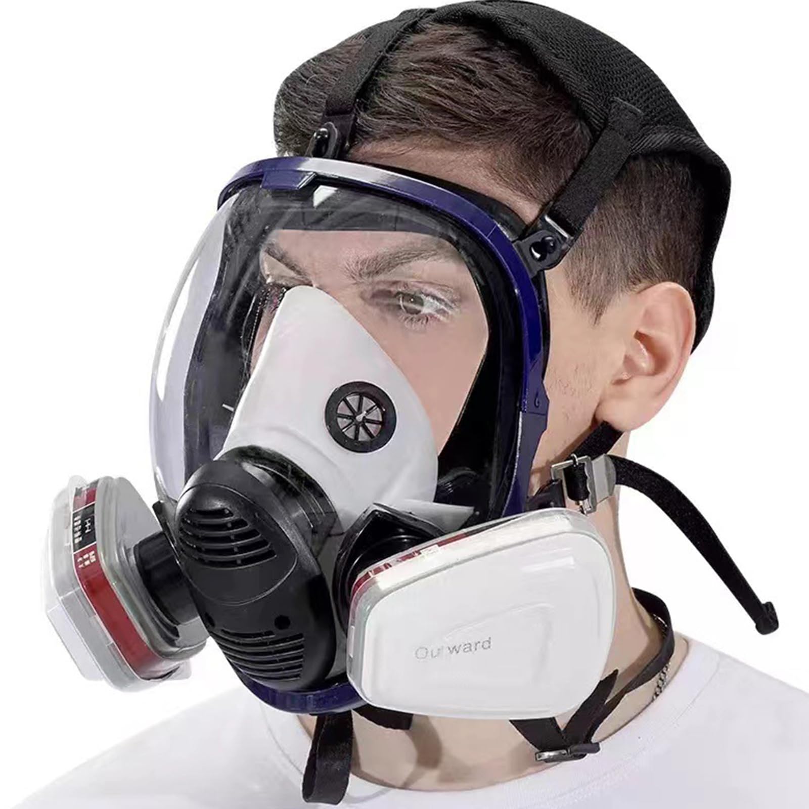Protection intégrale du visage avec boîte de filtre et coton pour une respiration confortable industrielle et longue durée