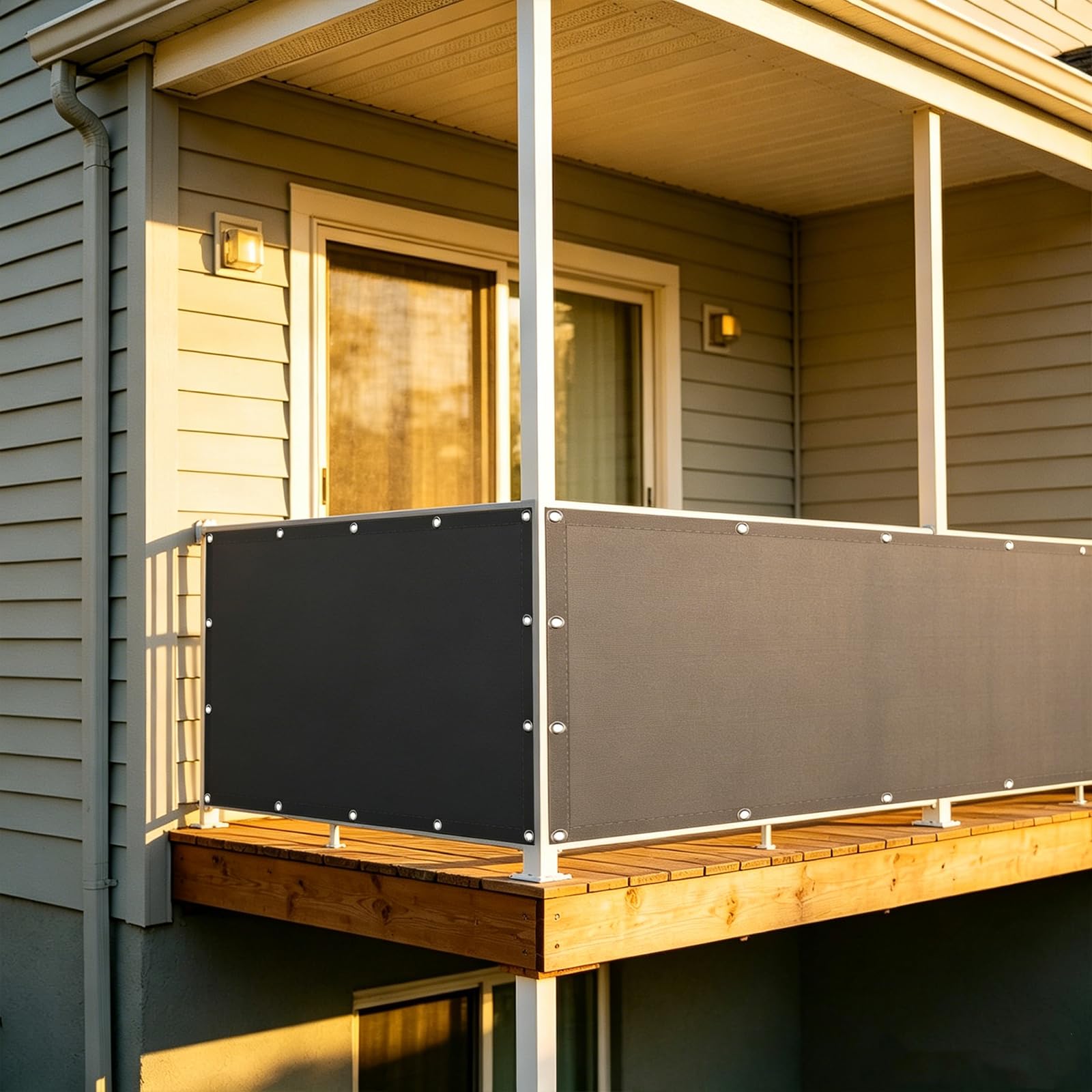 XUEHMIN Balcony Privacy Screen 125 x 210 cm Wind and UV Protection, Protection From Prying Eyes Dividing and Protective Screens with Rope, Cable Ties for Outdoor, Dark Grey