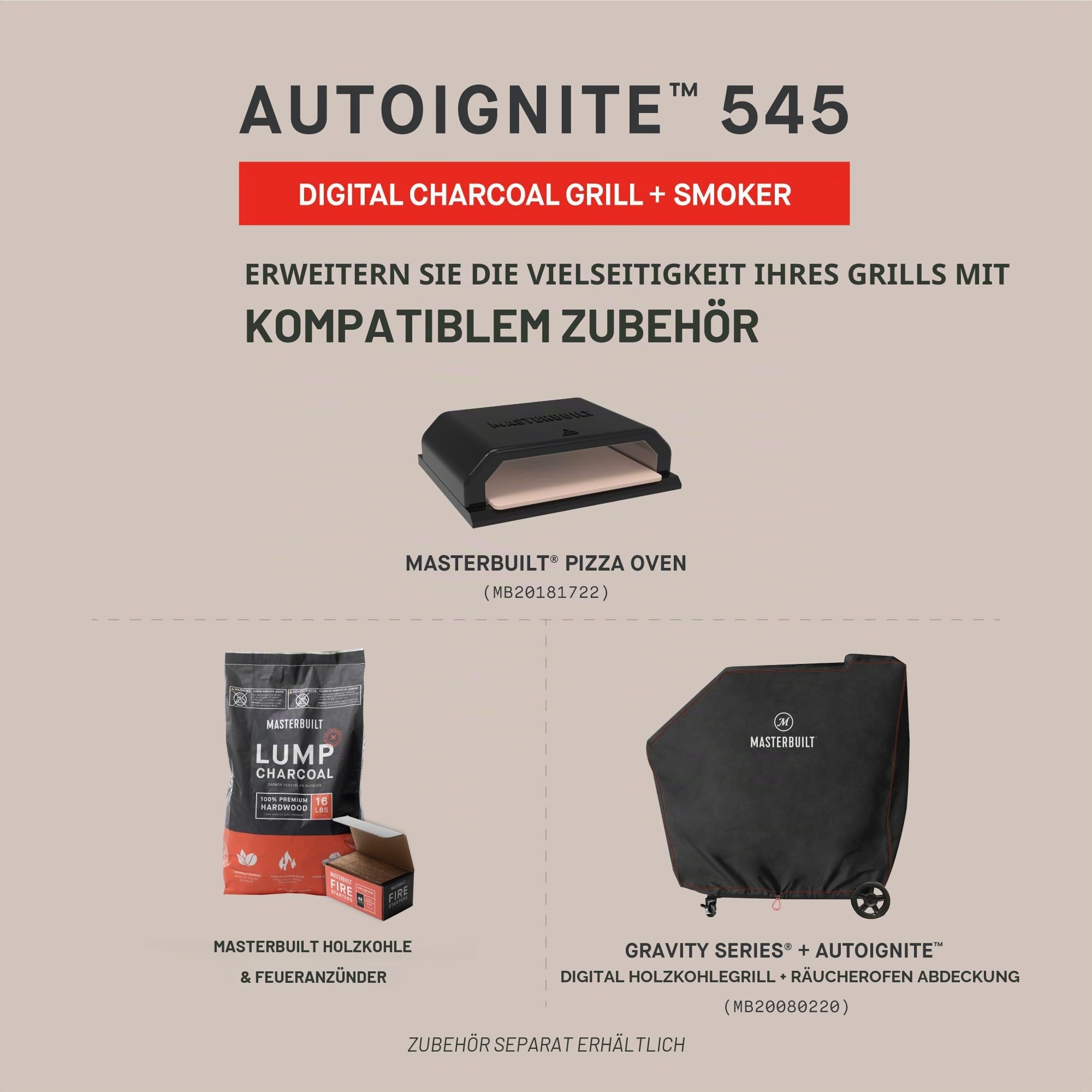 Meisterbuilt AutoIgnite 545 Digitaler Holzkohlegrill und Räucherofen mit digitaler Steuerung, App-Konnektivität, Anbratplatte, Mini-Trichter und 545 Koch-Quadratzoll in Schwarz, Modell MB20042724