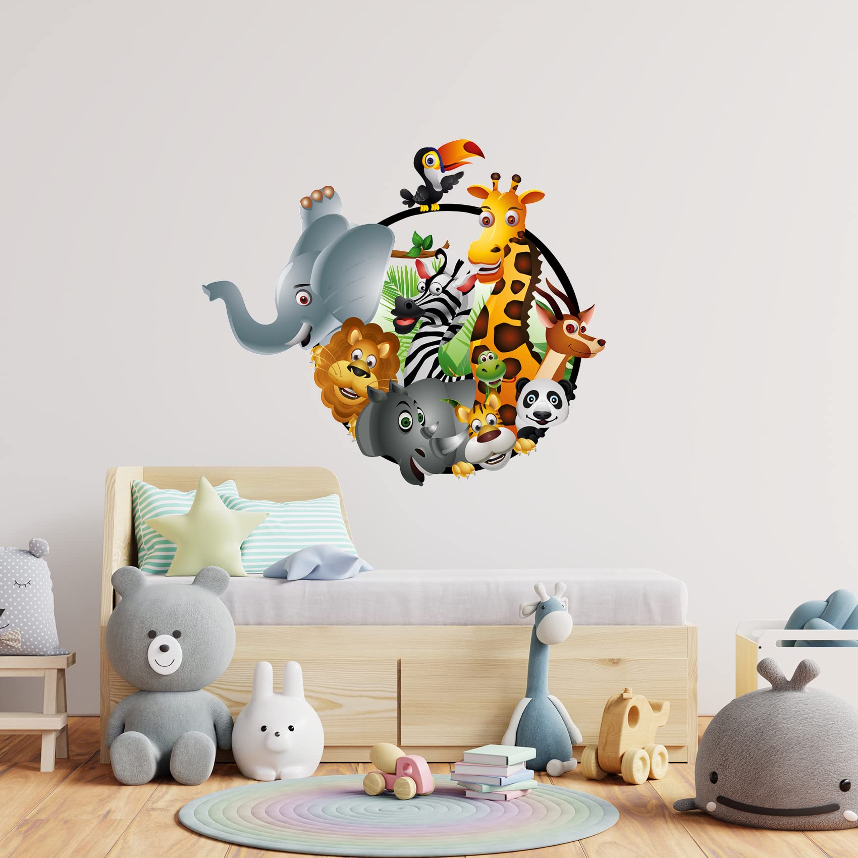 Mica Mica Wandtattoo Wandtattoo Heißluftballon Tiere - Bunte Deko Für  Kinderzimmer Wandaufkleber Bunt, image size:1700x1700