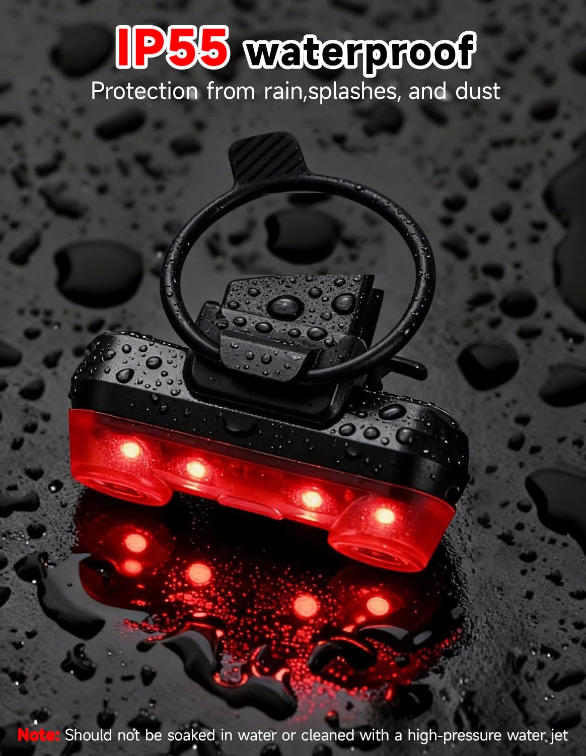 Bright Rear Bike Light with Built-in Hidden Anti-Theft GPS Tracker (iOS Only), USB-C Rechargeable & Waterproof Safety Bicycle Taillight for Night Cycling, Road & Mountain Bikes, Easy Strap Attachment