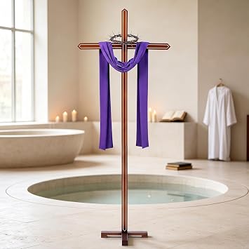 lukar 71 Inch Large Wooden Cross, Large Wooden Standing Cross for Church | Adjustable Wall Cross Decoration, Christmas Wedding Yard Standing Cross for Easter Communion