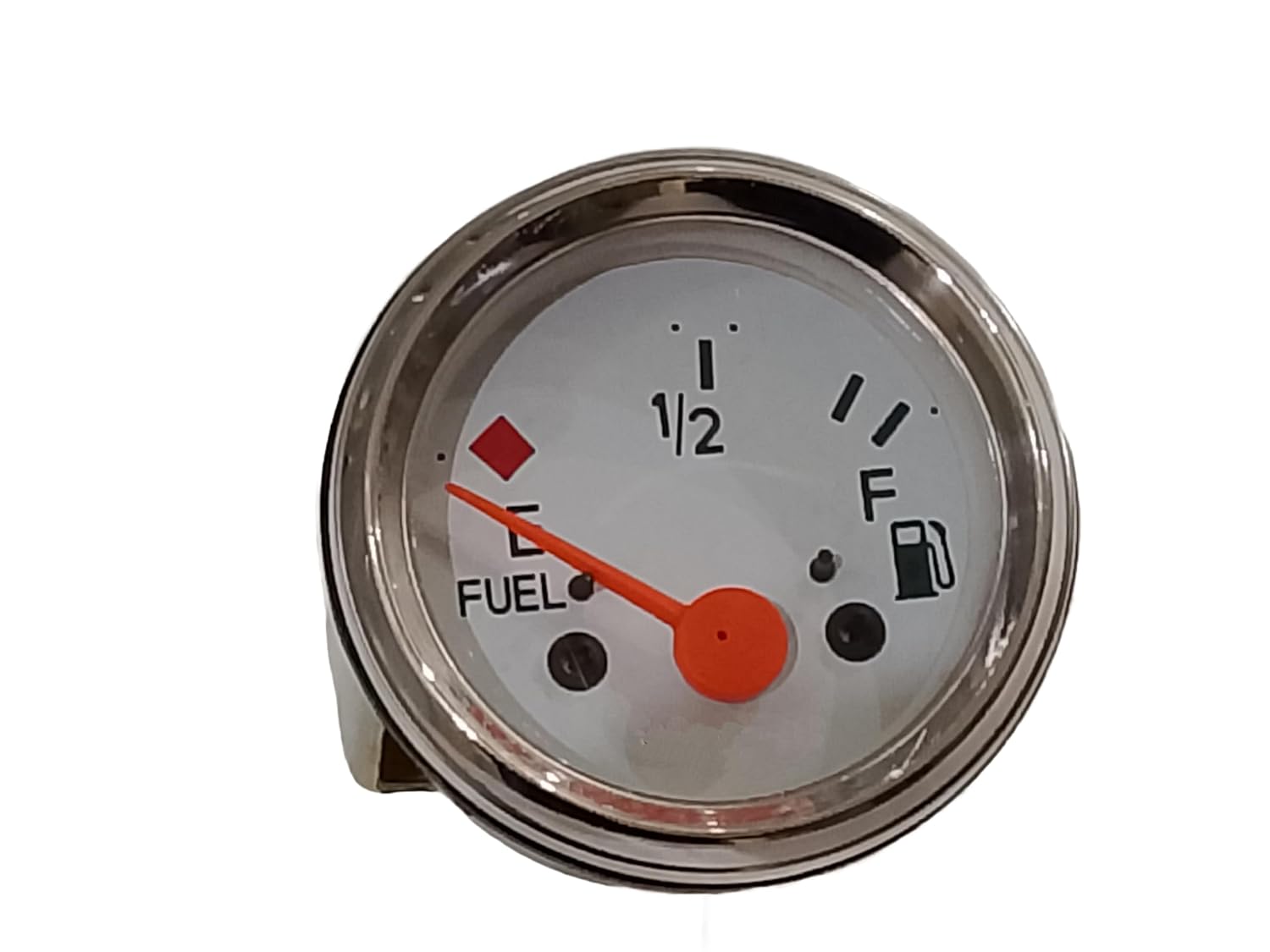 52mm White Fuel Gauge 12V 0-180 Ohms Chrome Bezel 2-1/16" - Precision Dashboard Gauge for Classic Cars