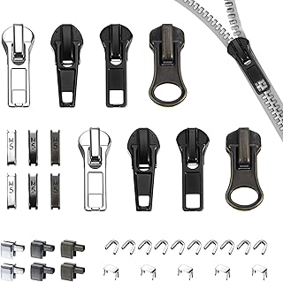 39 Pcs Zipper Repair Kit Zipper Pull Replacement - Instant Replacement Slider Multipack Slider Teeth for Backpacks, Tents, Jackets, and Luggage (Black, Silver, Bronze)