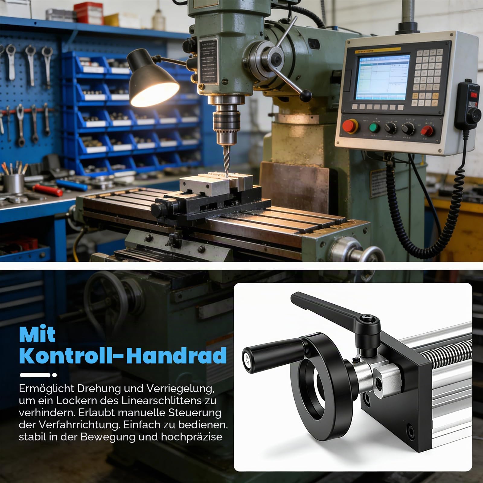 Linearführung, 200mm Linearführungen Linearschiene Hohe Präzision Manuelle Linearführung mit Verriegelung Handrad Kugelumlaufspindel ±0,05 mm Lineartisch für CNC-Ausrüstung Transformation