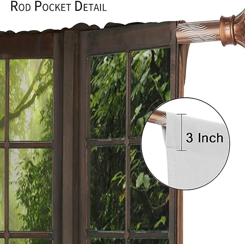 Miniatura 6 de Cortinas con vista de la naturaleza, ventana exterior, hermoso estampado de bosque y río, dormitorio sala de estar, cortinas opacas aisladas, juego