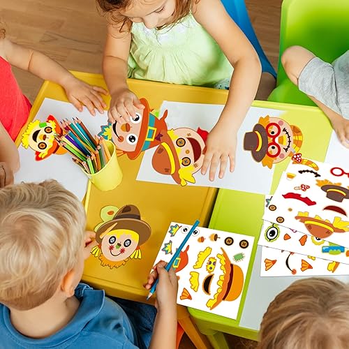 Miniatura 5 de chiazllta 30 piezas de manualidades de otoño de Acción de Gracias, espantapájaros para niños de jardín de infantes, manualidades de otoño para hacer