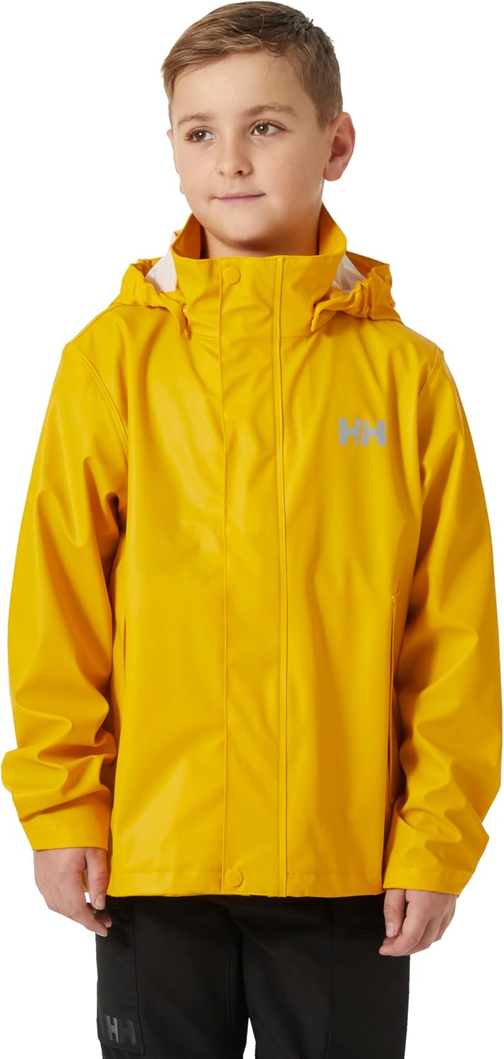 Helly Hansen Junior Moss Jacket - Unisex Coat with HELOX, YKK Zipper, Detachable Hood, Adjustable Cuffs & Hem, Hand Pockets