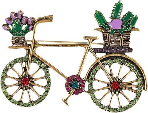 Bicycle Brooch Pins,Crystal Rhinestone Lapel Brooch Pins Colorful Cubic Zirconia