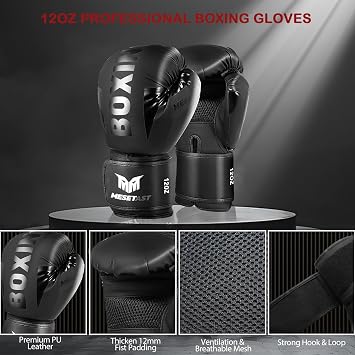Mesetast Punching Bag for Adults, 4ft Heavy Boxing Bag Set with 12 OZ Gloves for MMA Karate Kickboxing Boxing - Unfilled