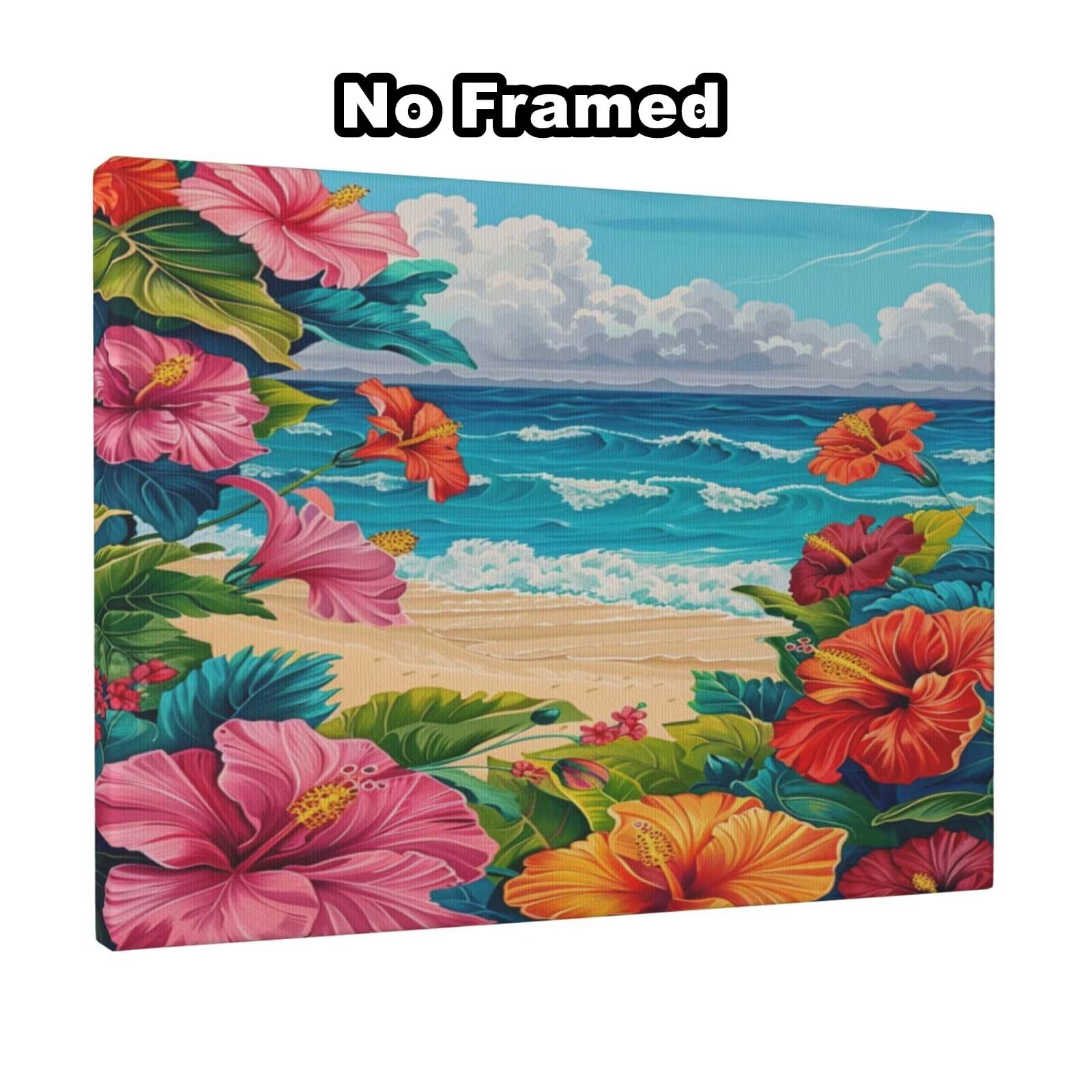 Kit per pittura con numeri per adulti, motivo: fiori, pittura da spiaggia con numeri per principianti, pittura acrilica con 6 pennelli, pittura a olio per decorazione da parete, 90 x 65 cm, senza