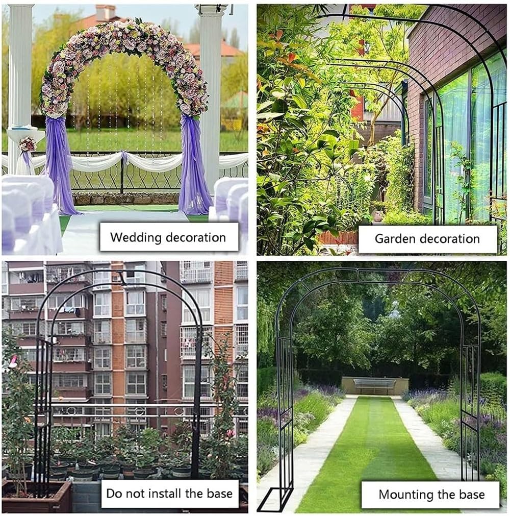 Garden Arch Metal Pergola Arbor for Climbing Plants, W7.5XH7.8ft W7.8XH7.8ft W8.2XH7.8ft Wide Sturdy Metal Arches, Outdoor Archway Garden Lawn Backyard, Easy to Assemble (Color : Black, Size : W4.5X