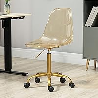 Vista 9 de HOMEFUN Silla de escritorio transparente, de acrílico, giratoria, sin brazos, altura ajustable, de plástico moldeado fantasma, sillas de oficina