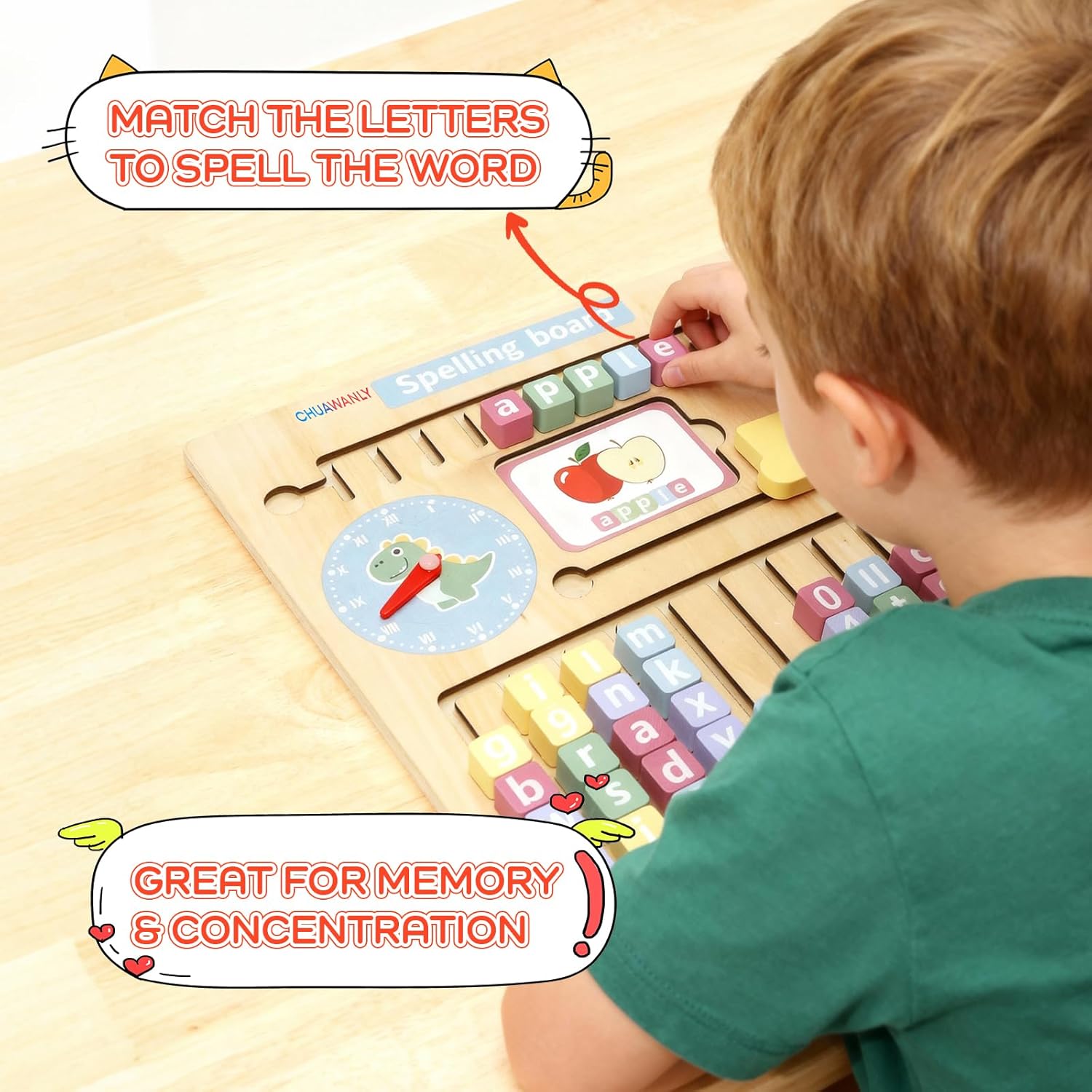 Montessori Learning & Educational Toys for Kids 4 5 6 7+,Wooden Spelling Games with Flashcards, Learning Activities for Preschool Kindergarten, Pre-K Essentials for Reading & Spelling,CVC Word Games