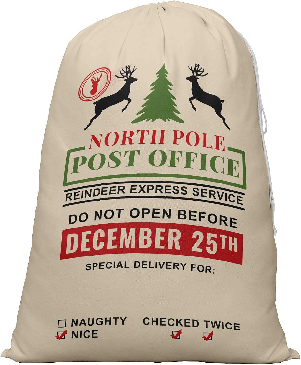 Printtoo Pack of 2 Pcs Xmas Presents Storage Bags Large Santa Gift Sack with Drawstring Christmas Party Favor 27x20 Inch