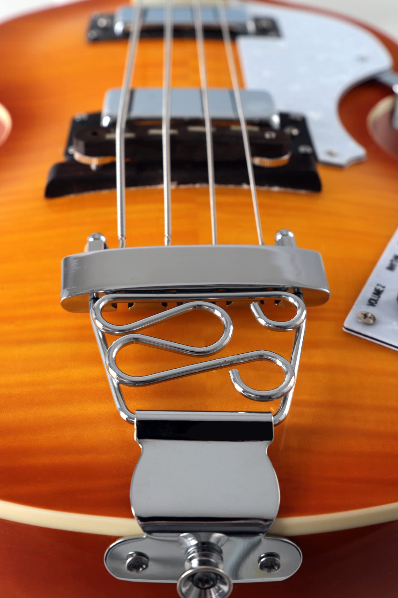 Rocktile VB-1 Sir Paul Vintage Beatbass Set E-Bass Hollow Body Violinbass 2 Humbucker Pickups Sunburst
