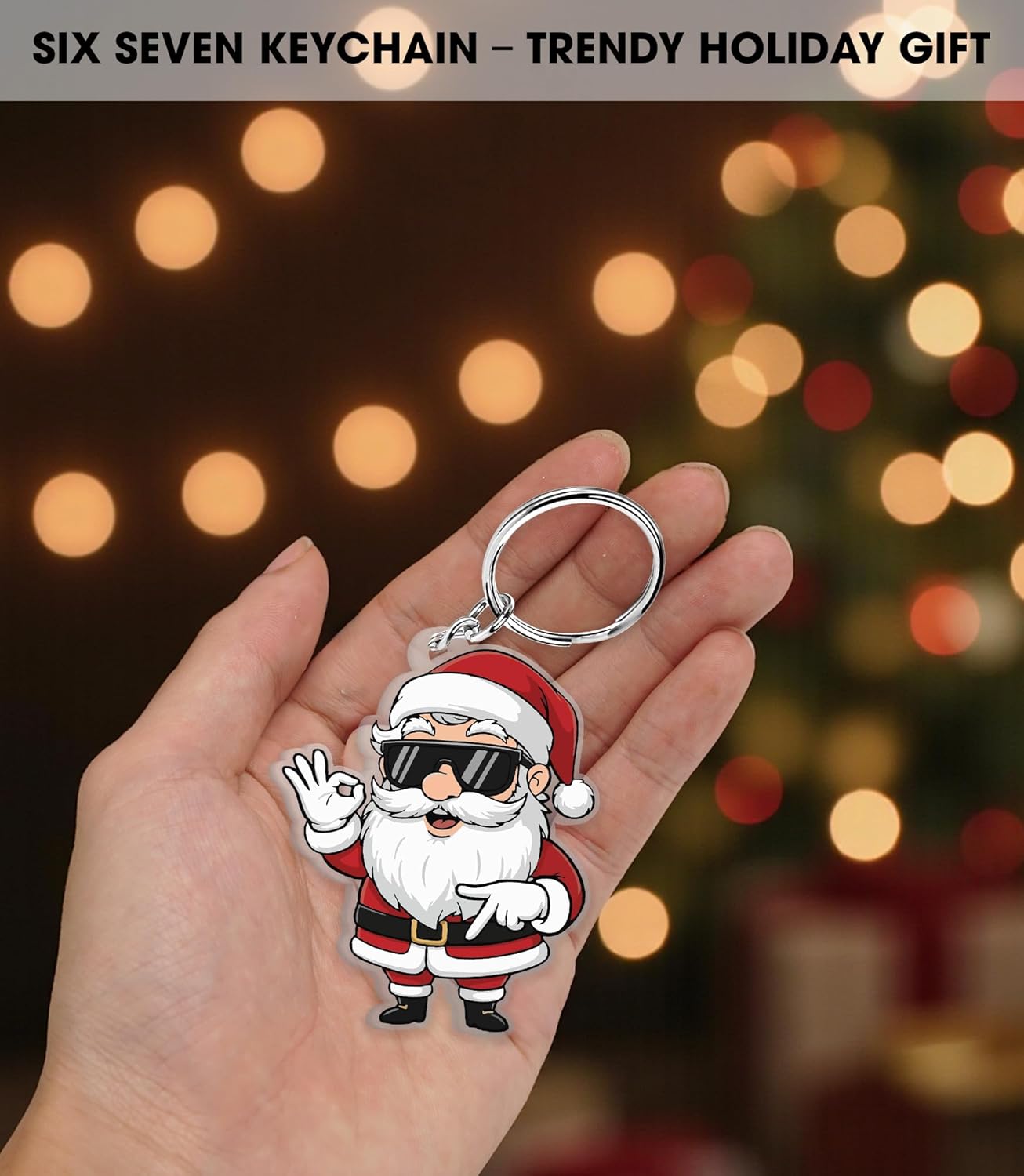 67 Meme Keychain Funny 6-7 Popular Santa Says Six Seven 6 7 Meme Keychain for Backpack, Keys, Car Mirror Bag Accessory - Image 4