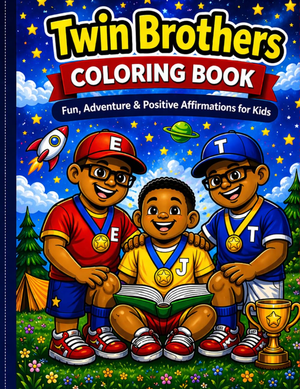 Twin Brothers Coloring Book: Fun, Adventure & Positive Affirmations for kids